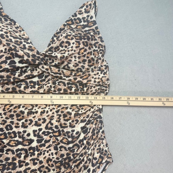 XXL Leopard Print One Piece Swimsuit with Black Cover Up Plus Size - Picture 5 of 16